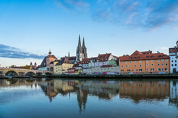 regensburg, Dunaj, bavaria, Německo, město, večerní atmosféru, městský, výlet, Evropa, cestovní ruch, mezník