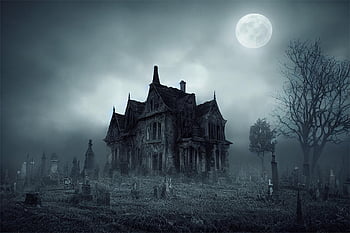 haunted House, halloween, graveyard, moon, night, spooky, creepy, gothic House, horror, mysterious, haunted