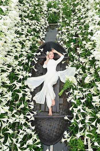vietnam, kvinde, blomster, natur, blomst baggrund, smukke blomster, skønhed, mode, blomst tapet, Asien