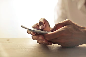 smartphone, hands, close-up, indoor, table, person, using, mobile, device, technology, communication