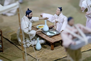 Koreaner, traditionell, Miniatur, Trinken, Lebensmittel, alkoholisches Getränk, Tradition, Erbe, Puppe, Zahl, Hanbok