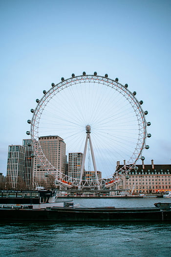 London Eye, River Thames, Ferris wheel, London skyline, scenic view, London, UK, tourist attraction, observation wheel, cityscape, waterfront