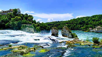 Ρήνος, υδατόπτωση, schaffhausen, Ελβετία, νερό, αφρισμός, φλοίσβος, μάζα νερού, βιασύνη, τεράστιος, ο ΤΟΥΡΙΣΜΟΣ