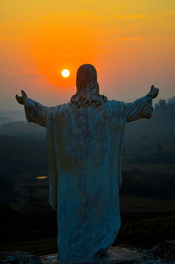 christ, sunset, statue, sculpture, stone Statue, jesus, faith, religion, jesus Statue, nature, jesus Christ