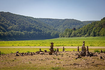 krajina, Příroda, cairn, louka, pole, pastviny, hory, pohoří, stromy, listy, vyvažování hornin