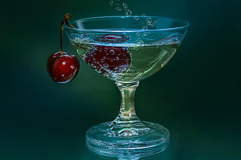 glass, cocktail, cherries, red, drink, alcohol, beverages, refreshment, bar, summer, cold
