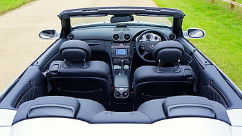 Mercedes-Benz, convertibile, macchina di lusso, vista dall'alto, Dettagli interni, design elegante, auto d'argento, interno convertibile, interno mercedes-benz, Convertibile di lusso, interno auto