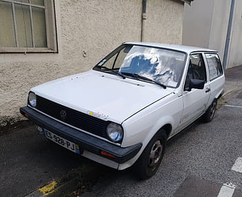 volkswagen, vw, póló, főiskola, 1989, autó, fehér, leparkolt, chalon sur saone, 1.0, 45 HP