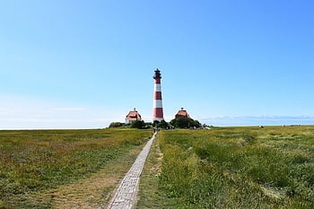 mercu suar, dimanapun, Laut Utara, schleswig-holstein, bangunan, bergaris, surga, biru, pemandangan, jerman