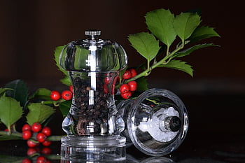 pepper, salt, condiments, flavoring, shakers, glass, spices, food, herbs, kitchen, closeup