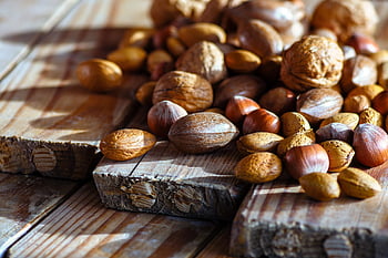 ořechy, vitamíny, zdravý, vegan, strava, organický, sklizeň, v kostce, výživa, dřevo
