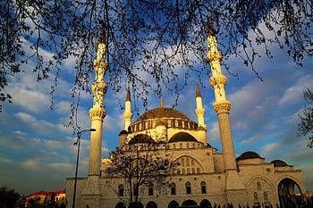 architectural, cami, minaret, dome, art, islam, religion, building, city, turkey, ankara