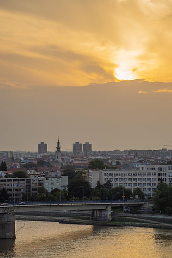 river, sunset, evening, nature, buildings, urban, dusk, sunlight, city, danube, architecture