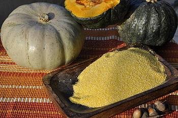 polenta, pumpkins, cornmeal, maize, dried Maize, food, ingredients, gourds, squash, vegetables, harvest