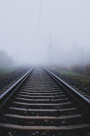 rotaie, nebbia, nebbioso, foschia, Ferrovia, binari ferroviari, binari della ferrovia, Sistema ferroviario, Linee, rotaia, all'aperto