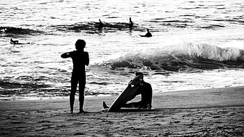 surfaři, pláž, oceán, voda, písek, surf, sport, pobřeží, životní styl, vejít se, plavky