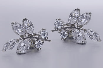 náušnice, diamant, šperky, klenot, drahý, doplněk, fotografie produktu