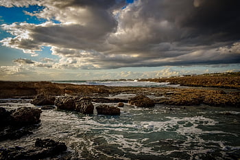 nebe, mraky, moře, pláž, scenérie, bouřlivý, počasí, horizont, Příroda, ayia napa, Kypr