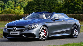 Gray Mercedes-benz Convertible, luxury convertible, outdoor park, sleek design, style and design, scenic outdoor, Mercedes-benz, AMG, gray car, convertible car, luxury car