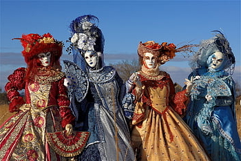 venice Carnival, masks, women, people, costumes, mysterious, masquerade, headdress, venetian Masks, adorned, carnival