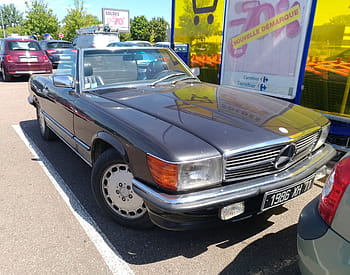 mercedes, sl, 300, v8, 1986, convertibile, auto, chalon sur saone, parcheggio, classico, automobile