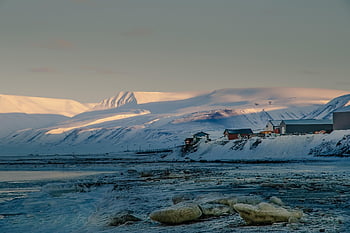 sníh, arktický, krajina, hory, ledovec, Příroda, Norsko, longyearbyen, svalbard