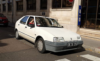 renault, 19, 1989, auto, bianca, parcheggiata, strada, chalon sur saone, targa, Francia, veicolo