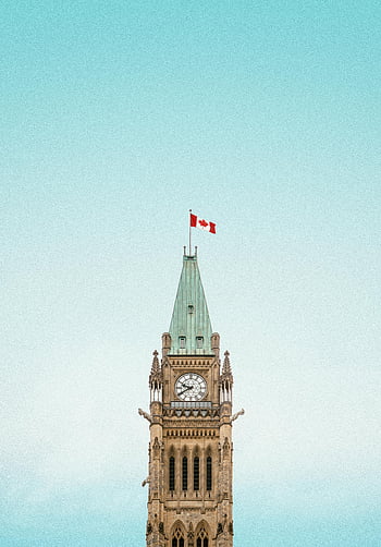 mír věž, ottawa, Kanada, kanadská vlajka, modrá obloha, kultovní budova, hodinová věž, historické architektury, národní památka, Ottawský parlament, Kanadské dědictví