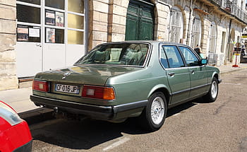 BMW, 728i, 1986, Auto, Grün, Limousine, Chalon sur Saone, Jahrgang, geparkt, Straße, Gebäude