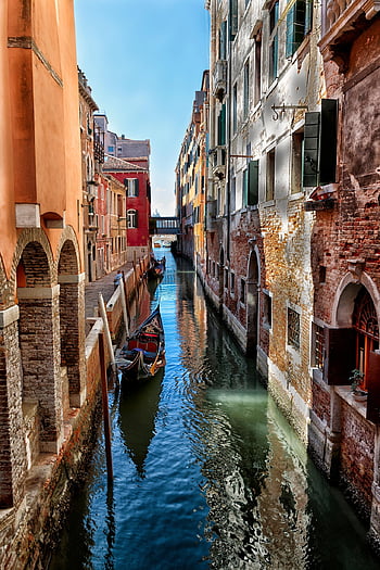 gondola, channel, water, sea, lagoon, nature, venice, italy, landscape