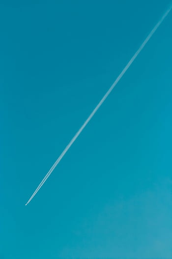 airplane, contrail, sky, high-flying, bright blue sky, copy space, aviation, flight, atmosphere, travel, jet