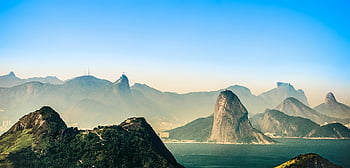 Rio de Janeiro, gunung, laut, langit cerah, senja, gunung sugarloaf, corcovado, Brazil, pemandangan, cantik alami, pemandangan indah