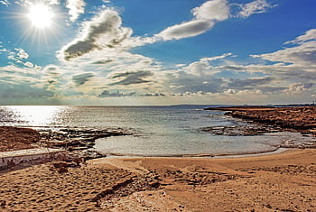 plaża, piaszczysta plaża, morze, niebo, chmury, Natura, podróżować, przeznaczenie, Cypr, ayia napa, horyzont
