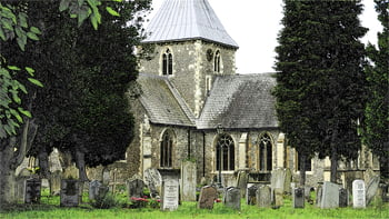 starý kostel, náhrobky, Mírový hřbitov, Zelený hřbitov, stromy, kamenná budova, hřbitov, historický kostel, církevní architektura, venkovský kostel, Mírové prostředí