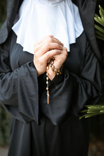 non, rozenkrans, bidden, traditionele kleding, toewijding, geestelijkheid, religieus, kralen, gebed, geloof, Katholiek