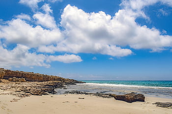 plaża, piasek, morze, niebo, chmury, Natura, krajobraz, sceneria, lato, ayia napa, Cypr