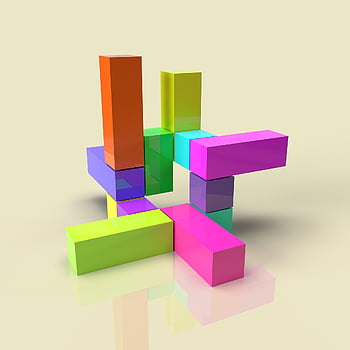 geometry, shapes, blocks, puzzle, bricks, 3d Render, abstract, reflect, abstract 3d Render, colorful