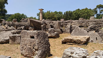 columns, ruins, antiquity, greece, greek, olympia, olympic Games, history, hellenic, ancient Times, excavation