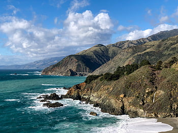 oceano, costa, paesaggio, spiaggia, riva, sabbia, onda, marea, acqua, mare, roccioso