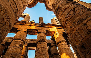 Starověké egyptské ruiny, chrám karnak, Majestátní sloupce, starověké sloupy, Egypt, čisté nebe, historické místo, starověké architektury, Egyptská historie, zříceniny chrámu, starověké civilizace