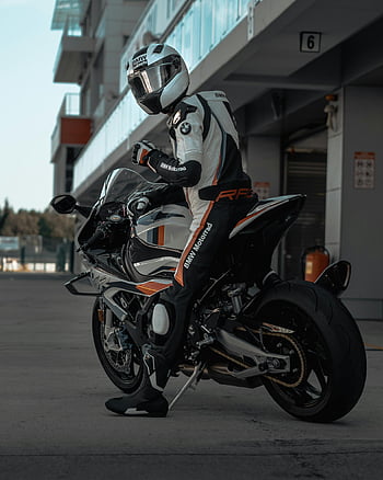 marcia completa, bici da corsa BMW, pista, motocicletta elegante, tuta da gara, casco per moto, sportbike, track day, Motociclista, bmw motorrad