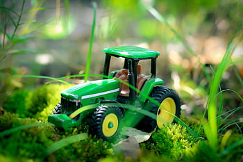 traktor, mainan, miniatur, pertanian, Traktor Miniatur, traktor mainan, kendaraan, Lapangan Mainan, rumput, alam, tanah pertanian