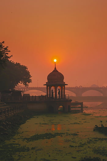 sunset, gazebo, couple, silhouette, lake, river, sun, nature, sunlight, mystical, love