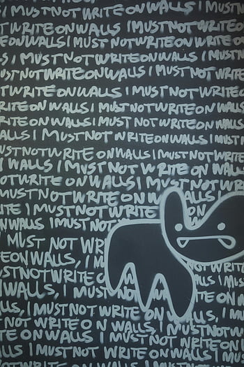 graffiti, urban kunst, Jeg må ikke skrive på vægge, Kreative illustrationer, grå baggrund, gadekunst, Gentagen tekst, vægskrivning, urban graffiti, kunstnerisk udtryk, by kultur
