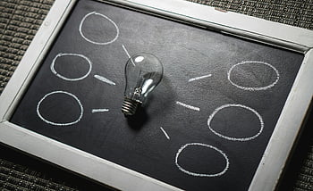chalkboard, light bulb, ideas, creativity, education themes, clear light bulb, black surface, chalk drawings, inspiration, innovation, learning tools