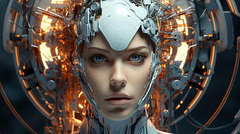 umělý, cyber, člověk, inteligence, osoba, počítač, technologie, žena, digitální, mozek, kyborg