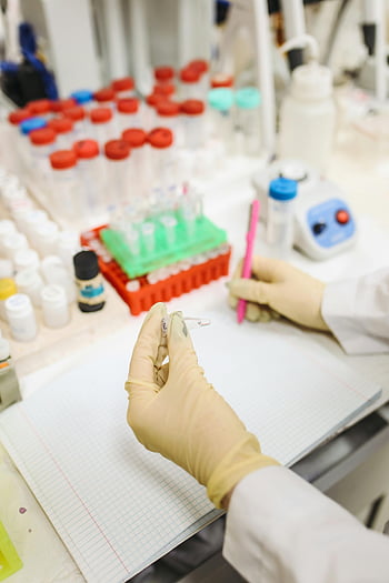 vědec, laboratoř, rukavice, zkoumá, Vzorky, zkumavky, Nastavení laboratoře, laboratorní vybavení, laboratorní práce, vědecký výzkum, laboratorní analýza