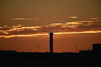 parachute Tower, sunrise, sky, morning, winter, spectacular, town, urban, red Sky