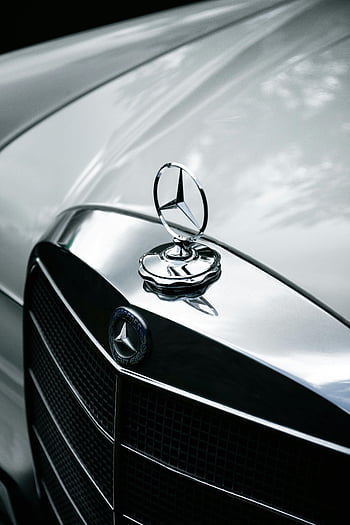 Mercedes-Benz, embléma, ezüst autó, szüret, kapucnis embléma, közelkép, elegancia, autó logó, autóipari, luxus, mercedes