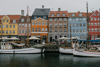 Nyhavn Canal, barevné budovy, lodí, Kodaň, Dánsko, živý pohled, nábřeží, kanálová scéna, historické budovy, přístav, panoráma města
